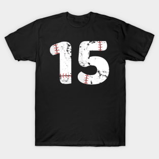 Number #15 BASEBALL Vintage Distressed T-Shirt